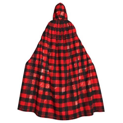 Cape à capuche écossaise rouge et noir pour adulte et déguisement de fête