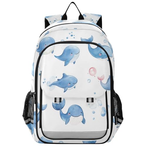 kid backpacks 8-12: casual books bag for middle school in assorted colors - Cute Cartoon Blue Dolphin