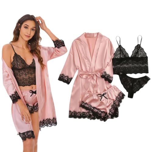 Image of Valentine's Day Fancy Night Suit & Bra Penty Set Combo for Women's Pack of 7 Pcs Nightwear Lingerie Robe Nightwear Wedding Gifts Free Size Purple