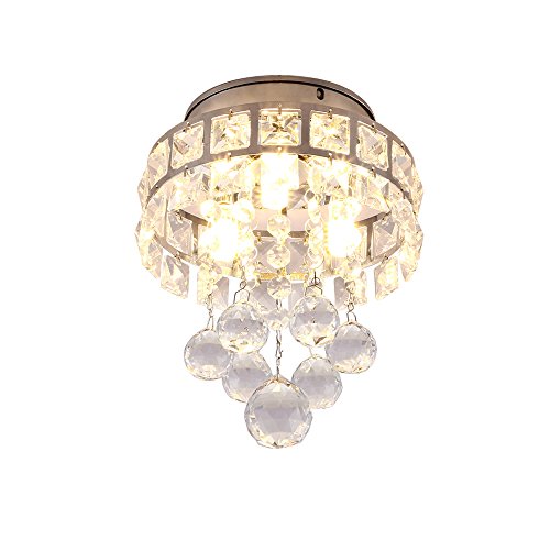 Plafonnier LED cristal chromé 16cm luminaire moderne pour salon chic
