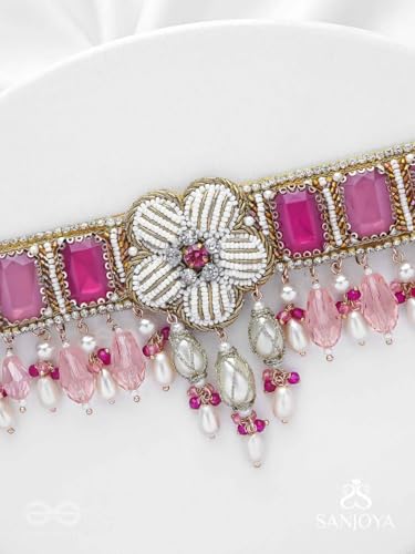 Image of SANJOYA by EVERSTYLISH Embroidered Choker Necklace for Women | Stone, Beads & Pearl Drop Statement Neckpiece | Ethnic Jewelry for Weddings, Festivals & Special Occasions