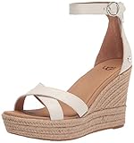 Geformte Gummi-Außensohle UGG Damen Ezrah Keilsandale, JASMINE LEATHER, 38 EU
