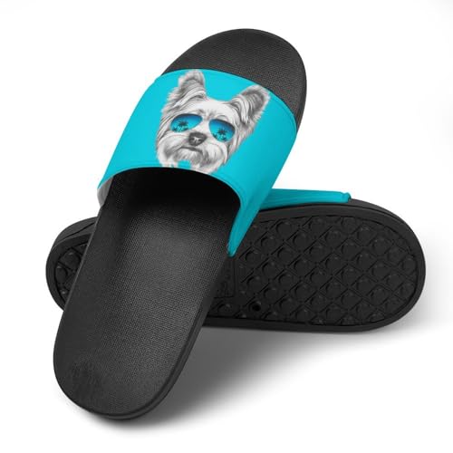 Yorkie Womens Slide Sandals Non Slip Summer House Slippers for Girls Slip-on Flip Flops4