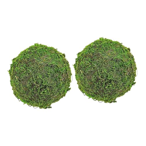FELTECHELECTR Bolas de Musgo Artificial 2 Pcs 10 Cm, Decoración Colgante Simulada, Bola Decorativa para Jardín, Boda, Salón y Fiesta, Material Natural Seguro, Estilo Pastoral y Nórdico