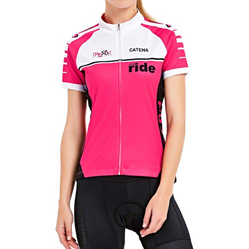 Maillot cyclisme femme Catena rose contre l'humidité manches courtes M
