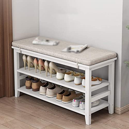 Banc à chaussures bois massif design géométrique d'exception pour entrée et chambre