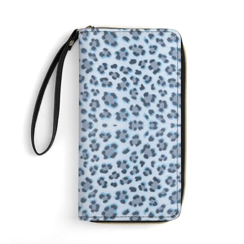 Women's Wallet Long Bifold Women's Clutch Ice Snow Leopard Print Printed Wristlet Wallet 7.8 * 4.1 * 1.4 Inches with Wristlet