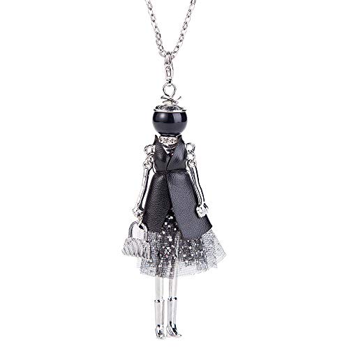 Collier poupée humanoïde en alliage à porter au bureau ou en soirée pour un look tendance