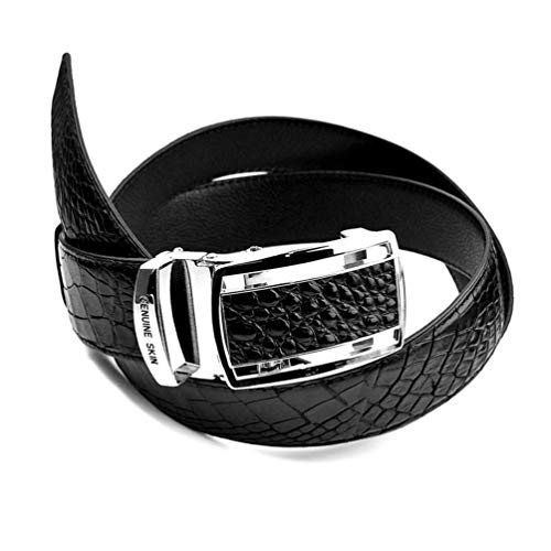 Genuine Real Belly Crocodile Skin Leather Men's Black Belt 48