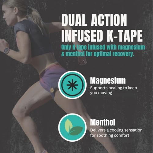 Image of Heali Kinesiology Tape 3 Pack, Magnesium & Menthol Infused, Elastic Sports Tape, Shoulder, Knee, Elbow, Ankle, Waterproof, Latex Free, Muscle Recovery, K Tape, Black Zebra