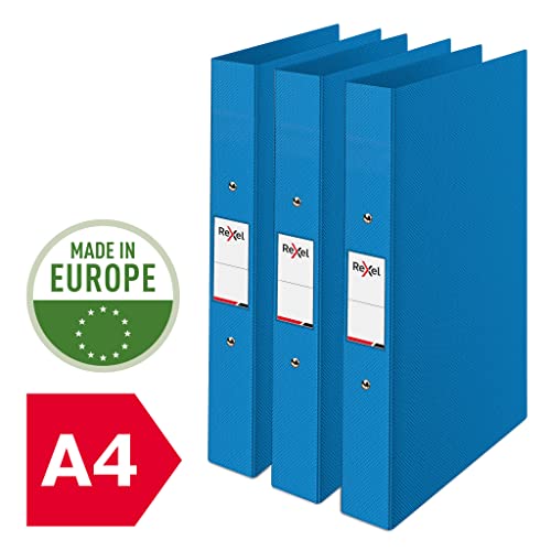 Rexel Choices, A4 Ring Binder, 25 mm Spine, 190 Sheet Capacity, File Folder, Document Organisation, Blue, Pack of 3, 2115728