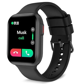 BRIBEJAT Relógio inteligente BT3 para homens e mulheres, compatível com telefones Samsung iPhone Android (discagem/atender chamadas) tela 1,7" 2,5D, assistente de voz, SpO2/monitor de frequência cardíaca/sono, IP68 à prova d'água, preto