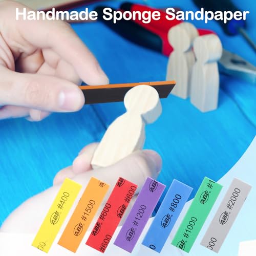 KEWAYO SCHLEIFSCHWAMM Set 35-teilig | 7×400-2000 Körnung Wasserdicht & Wiederverwendbar | Flexibler Schleifblock für Holz, Plastik, 3D-Drucke, Modellbau (Auto, Gundam) & DIY-Projekte (35)