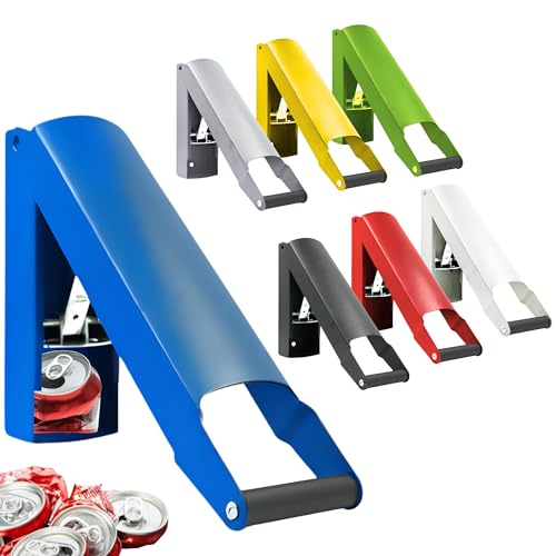Broyeur de canettes mural bleu pour recyclage de bouteilles de soda et bière en aluminium