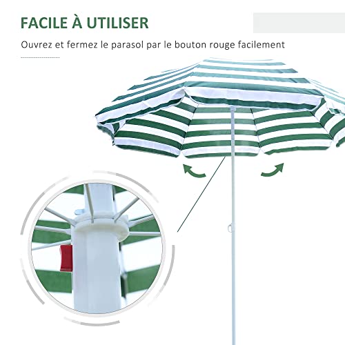 Parasol plage inclinable anti-UV 180 cm Outsunny