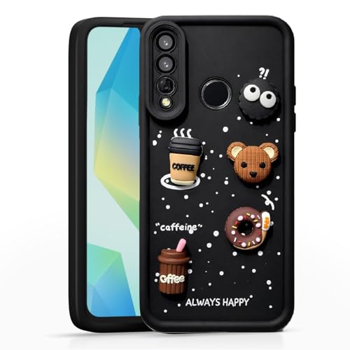 Image of Bintage Cute Fun Taddy| 3D Ball Bear| Donut| Coffee Rubber Case Camera Protection Back Cover Compatible for Huawei Y9 Prime 2019 - Black