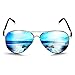 ROCKNIGHT Polarized Aviator Sunglasses for Men Women Metal Frame Flat Top Sunglasses Ultralight Blue Mirror Lens UV400 Outdoors