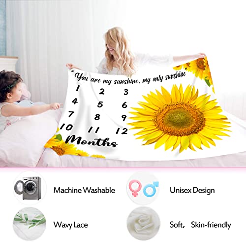 Image of Flannel Baby Monthly Milestone Blanket, You are My Sunshine, 48x40inch