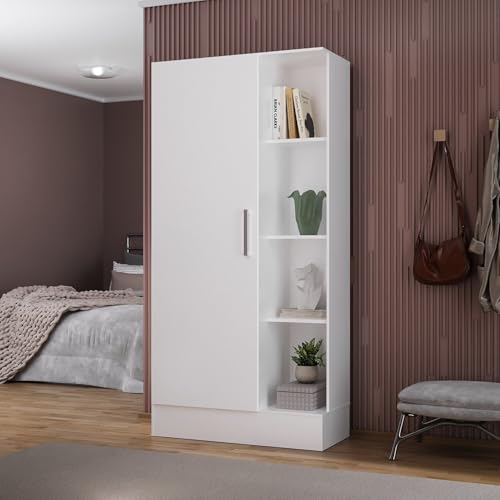 Armário Multiuso 1 Porta 7 Prateleiras Espresso Móveis Branco