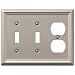 Decorative Wall Switch Outlet Cover Plates (Brushed Nickel, 2 Toggle 1 Duplex)