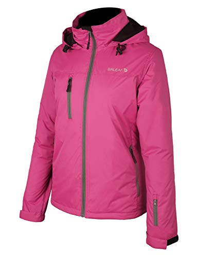 BALEAF Women's Windproof Waterproof Ski Mountain Jacket Insulated Winter Coat Outdoor Windbreaker with Hood Rose Red XL