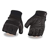 Milwaukee Leather MG7504 Men's Black Perforated Mesh Gel Palm Fingerless Motorcycle Hand Gloves W/ ‘