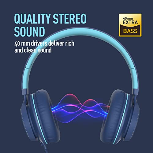 Ailihen C8 (Upgraded) Headphones With Microphone And Volume Control Folding Lightweight Headset For Cellphones Tablets Smartphones Chromebook Laptop Computer Pc Mp3/4 (Indigo) #TOP1