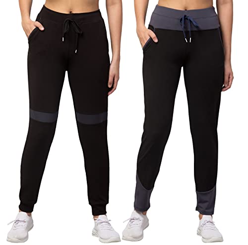 Image of BLUECON Women's Slim Fit Polyester Trackpants (Combo Pack of 2)