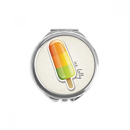 Miroir rond maquillage de poche portable aux motifs de glace jaune orange vert