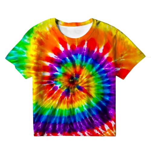 Image of Kids Tie Dye Shirt for Boys Girls Children Tie-Dye Hippes Tshirt Short Sleeve Tee Shirt for Todder