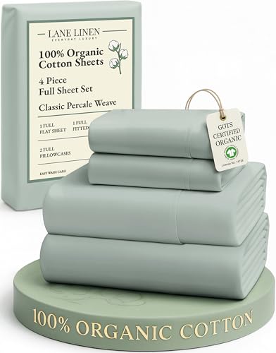 LANE LINEN 100% Organic Cotton Full Sheets Set, Soft &