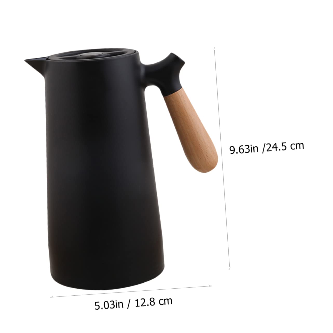 SOLUSTRE Isolierte Thermosflasche aus mit Holzgriff 1L Doppelwandige Thermokanne für Zuhause Büro und Reisen Auslaufsicher Leicht zu Reinigen für Heiße und Kalte Getränke