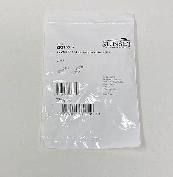 Sunset Healthcare Solutions S 9 Filter Part No Cf2107 2 Pack 17 cm x 14 cm White Non-woven Polypropylene
