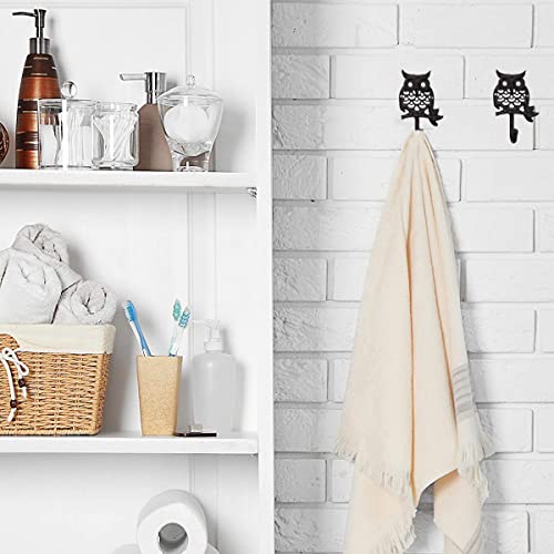 Yangmei Vintage Cast Iron Wall Hooks (Antique Brown, Set Of 2) - Rustic, Farmhouse Wall Hooks, Decorative Owl Key Hat Hook, Wall Mounted Heavy Duty Hooks For Keys, Towel, Bags, Hat, Coat #TOP3