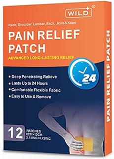 WILD+ Pain Relief Patch, 12PCS Joint Heat Patches Max Strength Promote Blood Circulation, Back Arthritis Pain Relief Plaster Heat Pads Pain Relieving for Neck/Shoulder/Knee/Muscles Pain