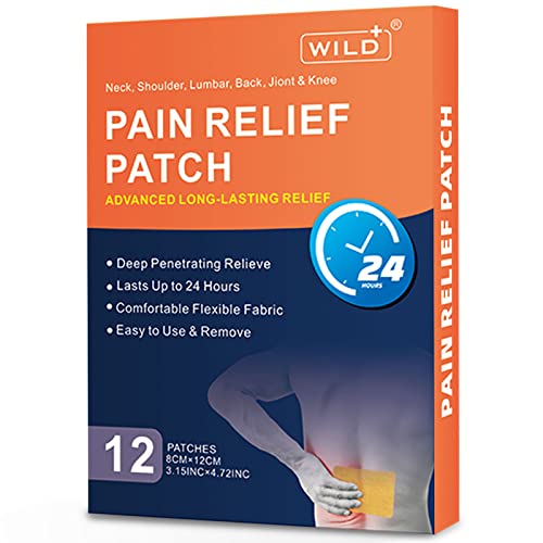 WILD+ Pain Relief Patch, 12PCS Max Strength Heat Patches for Back Pain Relief Knee Patches, Joint Arthritis Heat Pads Pain Relief Plaster Long-Lasting Targeted for Back/Neck/Shoulder/Knee/Muscles