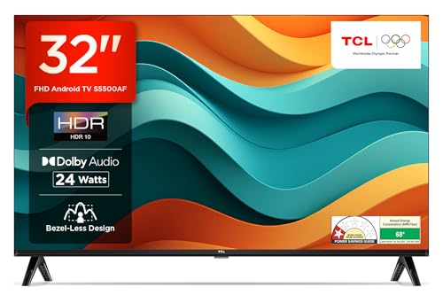 TCL 79.97 cm (32 inches) Metallic Bezel-Less S Series FHD Smart Android LED TV 32S5500AF (Black)