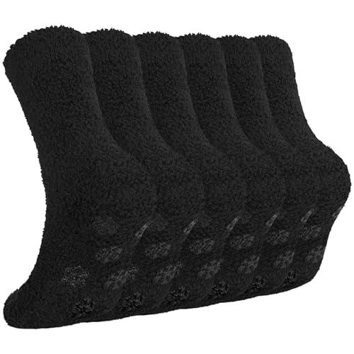 Warm Fuzzy Socks for Men, Soft Cozy Winter Fluffy Sleep House Striped Slipper Socks Size 9-14