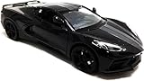 2020 Chevy Corvette C8 Stingray Black with Gray Stripes 1/24 Diecast Model Car by Motormax 79360black