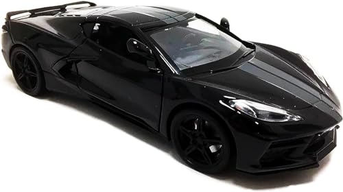Modelo a escala 1:24 Chevy Corvette C8 Stingray 2020 negro miniatura 1