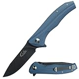 Canku C62 Folding Knife D2 Steel Blade G10 Handle Outdoor Camping Knife Use for Hunting, Survival and EDC Tools Knives (Blue)