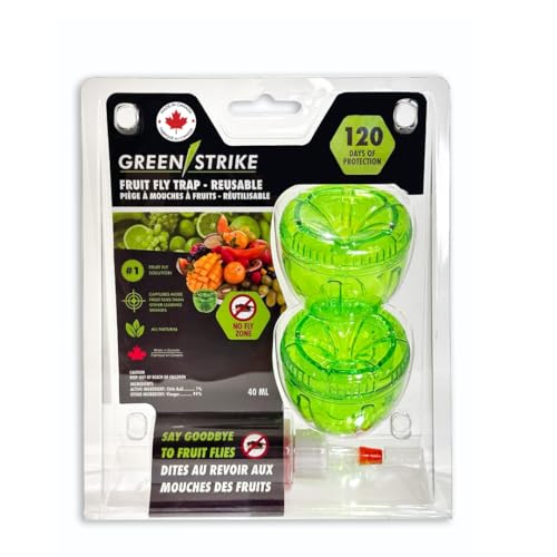 REENSTRIKE 2-Pack Fruit Fly Traps for Indoors use. 120 Days Solution – Gnat Trap and Effective Fruit Fly Trap – Easy to Use – Best for Kitchen – Dining Areas - Reusable