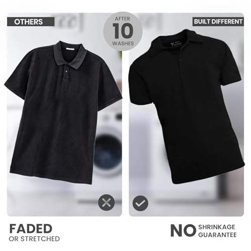 BUILT DIFFERENT Premium Black Polo Shirt for Big & Tall Men – Muscle Defining Fit, Soft Cotton-Poly Fabric, Sizes XL-5XL, Classic & Comfortable - Image 6