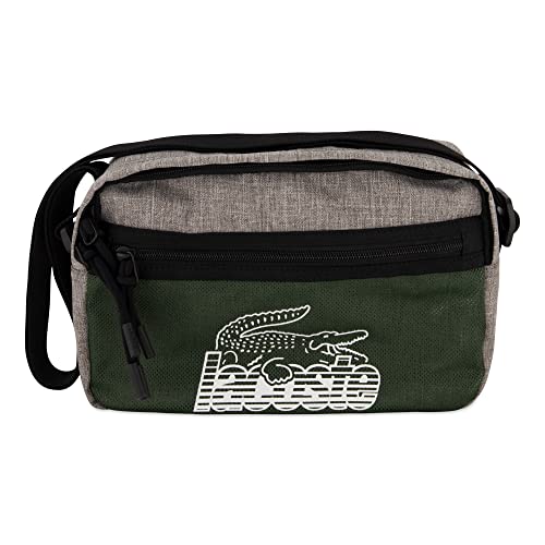 Lacoste Herren Umhängetasche Reporter Bag,100% recyceltes Polyester, Handtasche Schultertasche Cross-Body,GRAU/GRÜN (L62),Einheitsgröße (One Size)