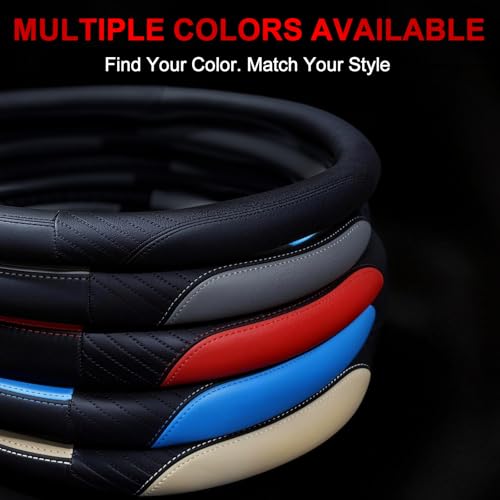 Car Steering Wheel Cover Leather - Soft Microfiber Steering Wheel Cover Universal Size M 37-38cm /14.5-15inch, Anti-slip, Breathable, Red - Image 7