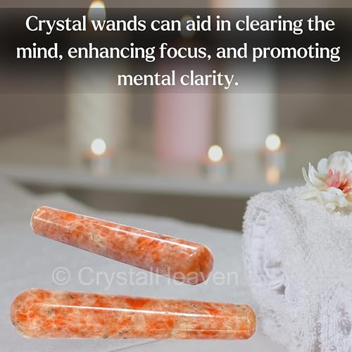 Image of Sunstone Crystal Wand - Smooth Crystal Wand for Energy Healing, Chakra Balancing, Meditation and Home Decor - Crystals and Healing Stones for Gift