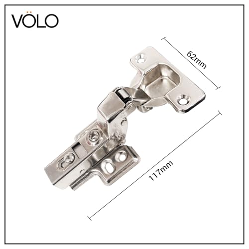 Image of VOLO Cabinet Hinges, Set of 1 (2 Pieces) for Furniture, Wardrobes, Doors, and Storage Units | (2D Soft Close (Mild Steel), 15 Crank | Inset)