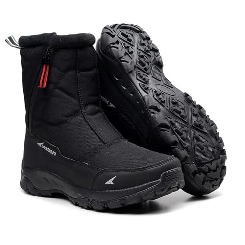 Mens Snow Boots Waterproof,Casual Lightweight Fur Lined Winter Sneakers for Men,Comfortable Anti-Slip Cold-Weather Warm Winter Work Boots