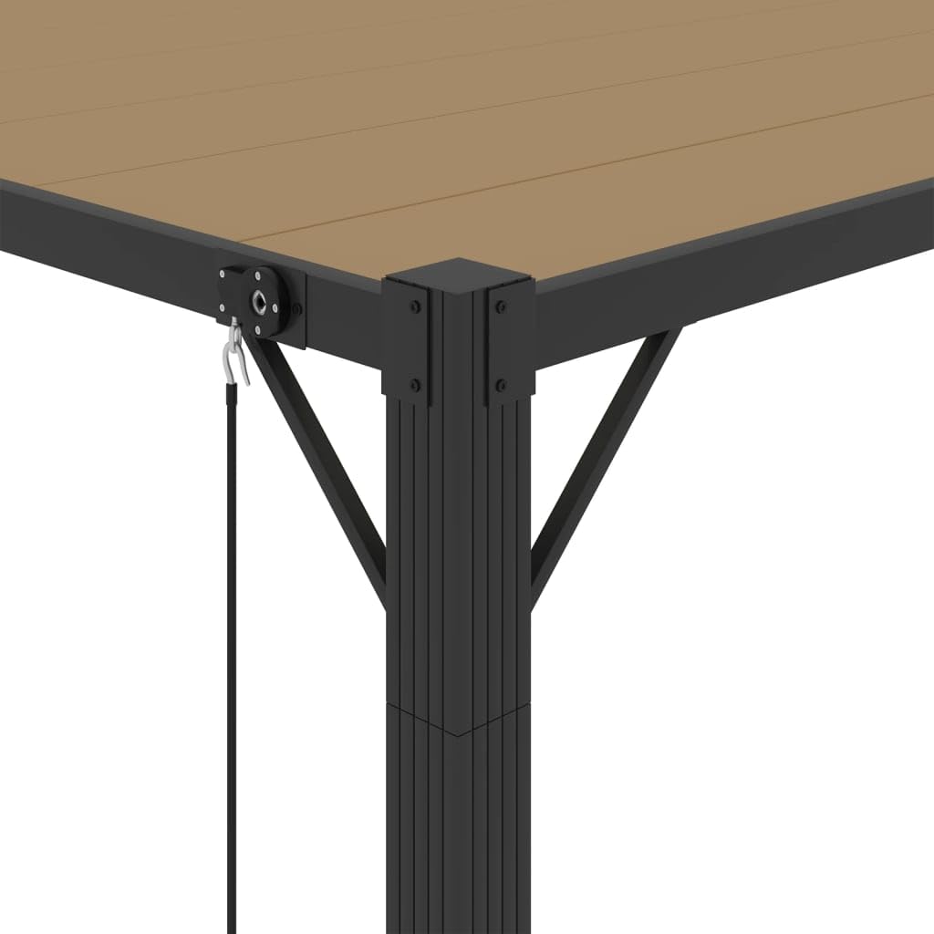 Pergola z dachem lamelowym, 3 x 4 m, kolor taupe i aluminium, pawilon ogrodowy na taras, balkon, wodoodporna, składana, na imprezę w ogrodzie, imprezę i grillowanie