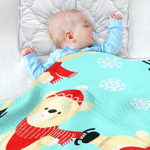 Burbuja Cartoon Bears Ice Skating Baby Blanket for Boys Girls, Nursery Soft Warm Swaddling Receiving Baby Blankets, 30x40 in Toddler Blanket4
